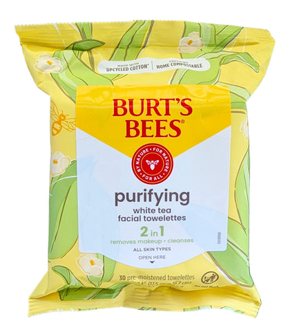 Burt's Bees Purifying White Tea Facial Towelettes 30 Pre-Moistened Towelettes