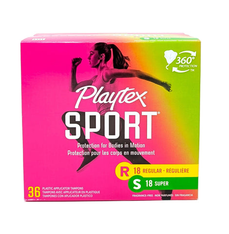Playtex Sport Plastic Applicator Tampons 18 Regular 18 Super