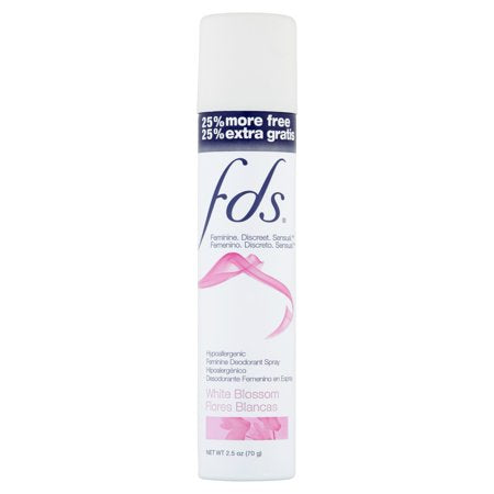 FDS Femine Deodorant Spray White Blossom 2.5 oz Bonus Size