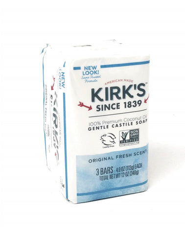 Kirk's Gentle Castile Soap Original Fresh Scent 4 oz, 3-Pack