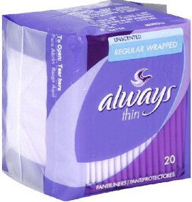 Always Thin Regular Unscented Pantiliners 20 ct.