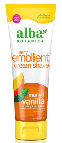 Alba Botanica Very Emollient Cream Shave Mango Vanilla 8 oz.