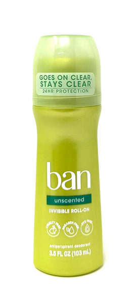 Ban Invisible Roll-On Antiperspirant Unscented 3.5 oz