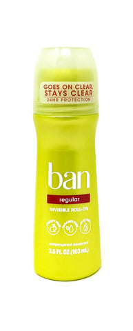 Ban Invisible Roll-On Regular Antiperspirant Regular 3.5 oz