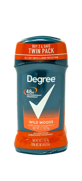 Degree 48H Antiperspirant Deodorant Solid Wild Woods 2.7 oz Twin Pack