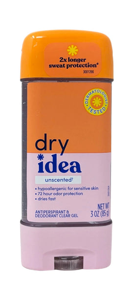 Dry Idea Antiperspirant Gel Unscented 3 oz