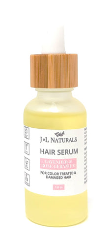 J&L Naturals Hair Serum Lavender & Rose Geranium 1 oz