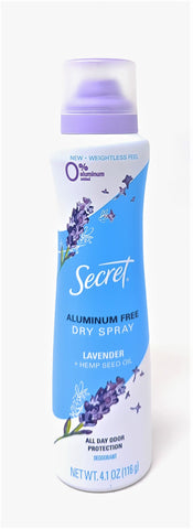 Secret Dry Spray Deodorant Levender + Hemp Seed Oil 4.1 oz