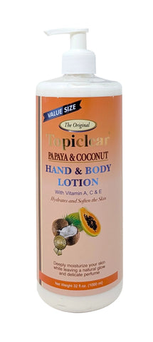 Topiclear Papaya & Coconut Hand & Body Lotion 32 oz