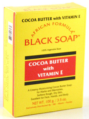 African Formula Black Soap Cocoa Butter with Vitamin E Net Wt. 3.5 Oz.