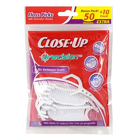 Close Up Precision Floss Picks 60 count Bonus Size