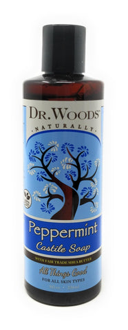 Dr. Woods Naturally Peppermint Castile Soap With Fair Trade Shea Butter 8 oz