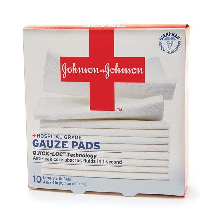 Johnson & Johnson Hospital Grade Gauze Pads 4 in x 4 in, 10 Pads
