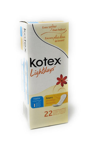Kotex Lightdays Pantiliners Regular Unscented 22 ea