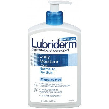 Lubriderm Daily Moisture Lotion Normal to Dry Skin Fragrance Free 16 oz