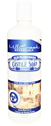 Mill Creel Botanicals Old Fashioned Pure Castile Soap Peppermint 16 oz