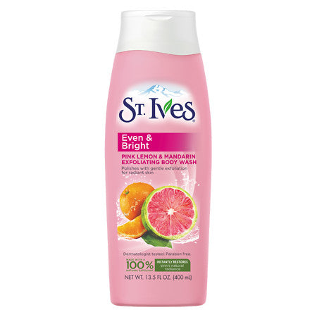 St. Ives Even & Bright Pink Lemon & Mandarin Exfoliating Body Wash 13.5 oz
