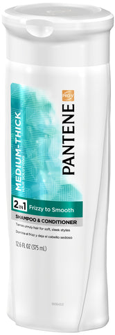 Pantene Pro-V Medium-Thick Hair Solutions 2 in 1 Shampoo & Conditioner Frizzy To Smooth 12.6 oz.