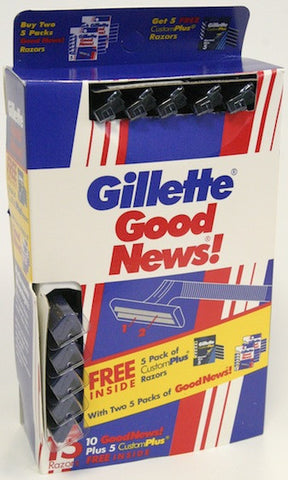 Gillette Good News! Razors 10 Pack + Gillette Custom Plus Normal Skin Razors 5 Pack